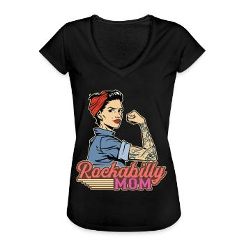 Rockabilly Rocknroll Musik Rock Hardrock - Frauen Vintage T-Shirt - Schwarz - Vorne