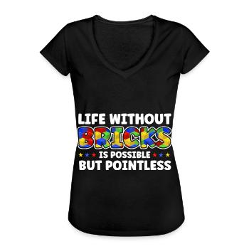 Bouwsteen Klemmenblokblok - Vrouwen Vintage T-shirt - zwart - Voor