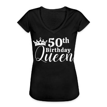 50th birthday - Women's Vintage T-Shirt - black - Front - Danielle (179cm)