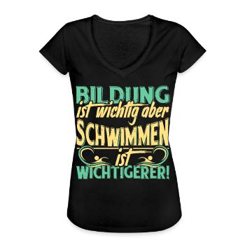 Swimming Swimming Saying - Women's Vintage T-Shirt - black - Front