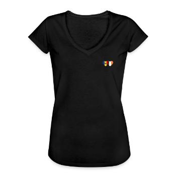 Moldau Irland Flagge Herz - Frauen Vintage T-Shirt - Schwarz - Vorne - Danielle (179cm)
