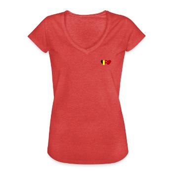 Belgium China Heart Flag - Women's Vintage T-Shirt - heather red - Front - Danielle (179cm)