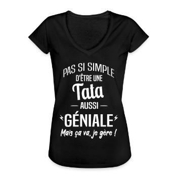 Tata - T-shirt vintage Femme - noir - Devant