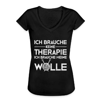 Witziger Strickerin Wolle Spruch - Frauen Vintage T-Shirt - Schwarz - Vorne - Danielle (179cm)