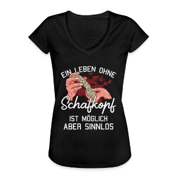 Ein Leben ohne Schafkopf Kartenspiel Schafkopfen - Frauen Vintage T-Shirt - Schwarz - Vorne