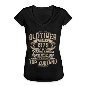 Oldtimer 1979 Jahrgang geboren Geburtstag Geschenk - Frauen Vintage T-Shirt - Schwarz - Vorne - Danielle (179cm)