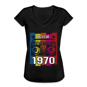 Best Of 1970 Stereo Radio Cassette Player - Women's Vintage T-Shirt - black - Front - Danielle (179cm)