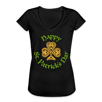 Happy St. Patrick's Day - Women's Vintage T-Shirt - black - Front - Danielle (179cm)