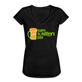 Happy St. Patrick's Day - Women's Vintage T-Shirt - black - Front - Danielle (179cm)