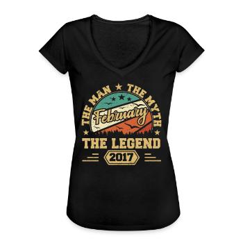 Geburtstagsgeschenk - geboren im Februar 2017 - Frauen Vintage T-Shirt - Schwarz - Vorne - Danielle (179cm)