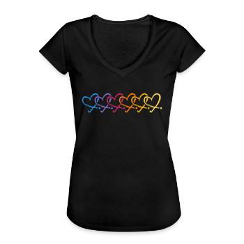 Feldhockey Hockey "Hockey-love-herz" Hockeyverein - Frauen Vintage T-Shirt - Schwarz - Vorne