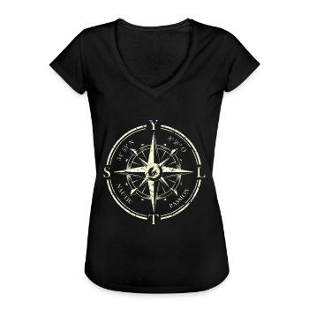 SYLT KOMPASS Koordinaten - Frauen Vintage T-Shirt - Schwarz - Vorne