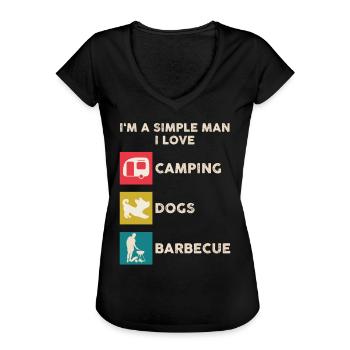 Camping Hund Grillen Männer - Frauen Vintage T-Shirt - Schwarz - Vorne