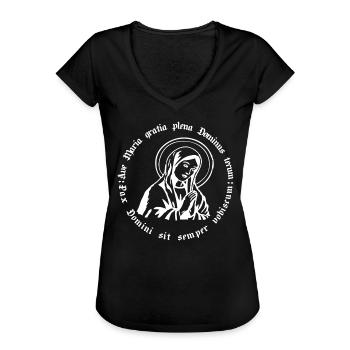 Ave Maria, - Frauen Vintage T-Shirt - Schwarz - Vorne - Danielle (179cm)