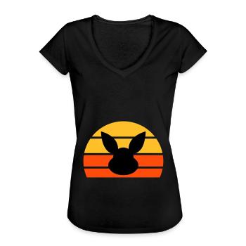 Hasenkopf vor Halbsonne - Frauen Vintage T-Shirt - Schwarz - Vorne - Danielle (179cm)