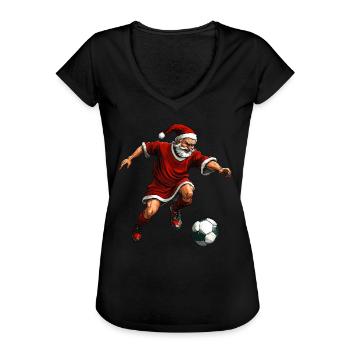 Weihnachten Fussballer - Frauen Vintage T-Shirt - Schwarz - Vorne
