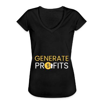 Générer des profits - T-shirt vintage Femme - noir - Devant - Danielle (179cm)