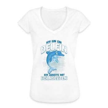 Delfin Behindert Sarkasmus Lustiger Spruch - Frauen Vintage T-Shirt - Schwarz - Vorne - Danielle (179cm)