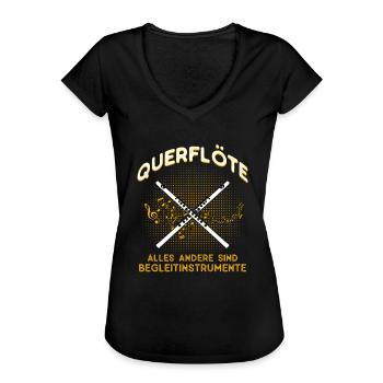 Querflöte Querflötenspieler Geschenk - Frauen Vintage T-Shirt - Schwarz - Vorne
