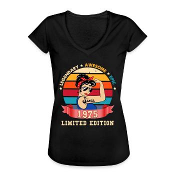 Anniversaire Femme Géniale 1975 Edition Limitée - T-shirt vintage Femme - noir - Devant - Danielle (179cm)