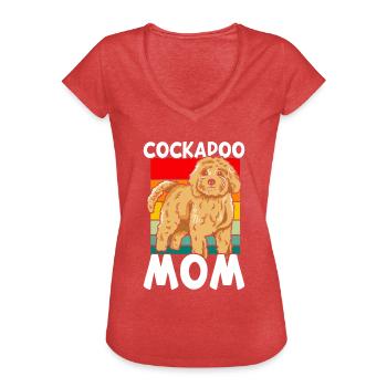 Cockapoo Chien - T-shirt vintage Femme - rouge chiné - Devant - Danielle (179cm)