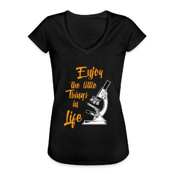 Biologe Mikroskop Labor - Biologie Wortspiel - Frauen Vintage T-Shirt - Schwarz - Vorne - Danielle (179cm)