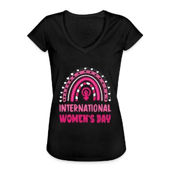 8 maart Gelukkige Vrouwendag - Internationale Vrouwendag - Vrouwen Vintage T-shirt - zwart - Voor