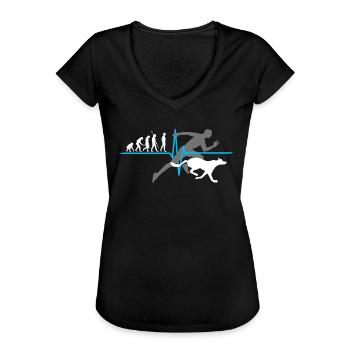 Canicross Herzlinie Joggen Evolution Hund - Frauen Vintage T-Shirt - Schwarz - Vorne - Danielle (179cm)