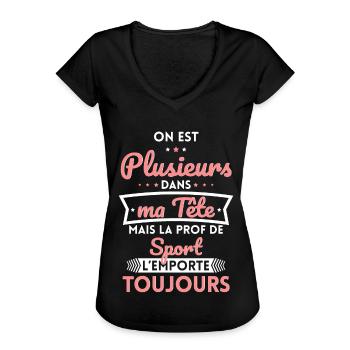 Plusieurs dans tête la Prof de Sport l'emporte - T-shirt vintage Femme - noir - Devant - Danielle (179cm)