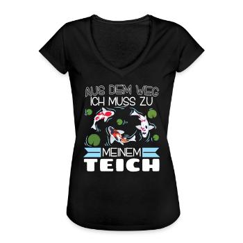 Aus dem Weg ich muss zu meinem Teich Koi Züchter - Frauen Vintage T-Shirt - Schwarz - Vorne - Danielle (179cm)