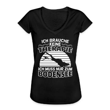 Ich muss nur zum Bodensee Urlaub See - Frauen Vintage T-Shirt - Schwarz - Vorne - Danielle (179cm)