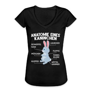 Anatomie Eines Hasen Zwergkaninchen Kaninchen - Frauen Vintage T-Shirt - Schwarz - Vorne - Danielle (179cm)