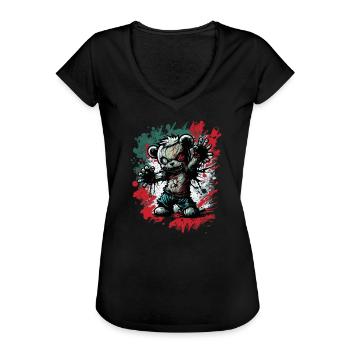 Zombie Teddy - Frauen Vintage T-Shirt - Schwarz - Vorne - Danielle (179cm)