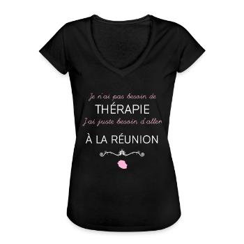 Femme Ile de la Réunion Cadeau Maman Amie - T-shirt vintage Femme - noir - Devant - Danielle (179cm)