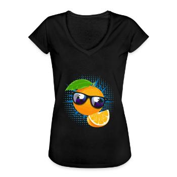 Orange Sunglasses Juice Fruit - Women's Vintage T-Shirt - black - Front - Danielle (179cm)