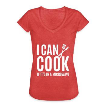 I Can Cook Microwave Oven Microwave - Women's Vintage T-Shirt - heather red - Front - Danielle (179cm)