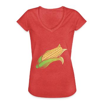 Maïs en épi - T-shirt vintage Femme - rouge chiné - Devant - Danielle (179cm)