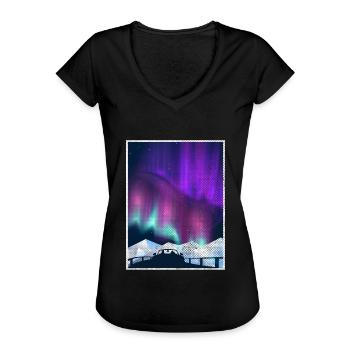 Aurores boréales - T-shirt vintage Femme - noir - Devant - Danielle (179cm)
