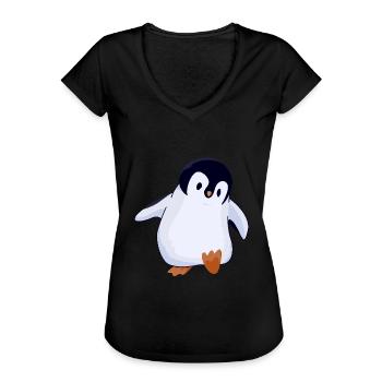 Süßer Pinguin - Frauen Vintage T-Shirt - Schwarz - Vorne - Danielle (179cm)