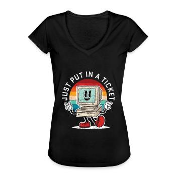 Just Put In A Ticket Retro - Frauen Vintage T-Shirt - Schwarz - Vorne - Danielle (179cm)
