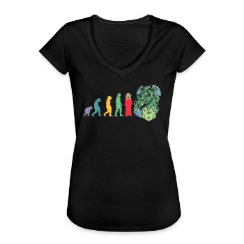 RPG Game Evolution Gamer D20 Dice Pen and Paper - Frauen Vintage T-Shirt - Schwarz - Vorne - Danielle (179cm)