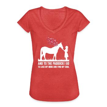 chevaux équitation proverbes citations chevaux filles cheval - T-shirt vintage Femme - rouge chiné - Devant - Danielle (179cm)