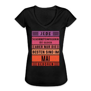 Kehrer Geburtstag Mai geboren Schornsteinfegerin - Frauen Vintage T-Shirt - Schwarz - Vorne - Danielle (179cm)