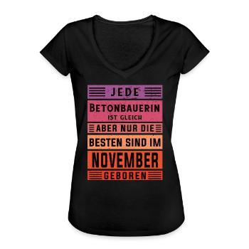 Betonmischer Geburtstag November geboren - Frauen Vintage T-Shirt - Schwarz - Vorne - Danielle (179cm)