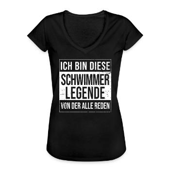 Schwimmsport Geburtstag geboren Legende - Frauen Vintage T-Shirt - Schwarz - Vorne