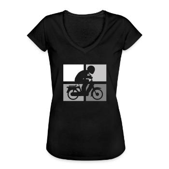 Mofa Mofaroller Mobylette Mofafahrer tshirt Mofa - T-shirt vintage Femme - noir - Devant