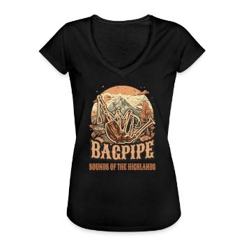 Son de cornemuse écossaise - T-shirt vintage Femme - noir - Devant - Danielle (179cm)