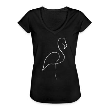 Flamingo - Frauen Vintage T-Shirt - Schwarz - Vorne