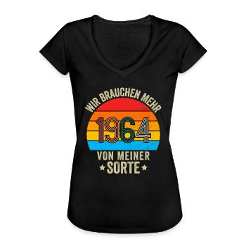 60th Birthday - Funny Birthday Quote 1964 - Women's Vintage T-Shirt - black - Front - Danielle (179cm)