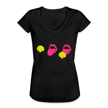 Evolution der Leckmuschel - Frauen Vintage T-Shirt - Schwarz - Vorne - Danielle (179cm)